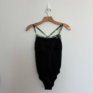 Nike Women's Black and Green Swimsuit